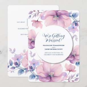 Invitation Arrière - plan floral bleu pourpre blanc