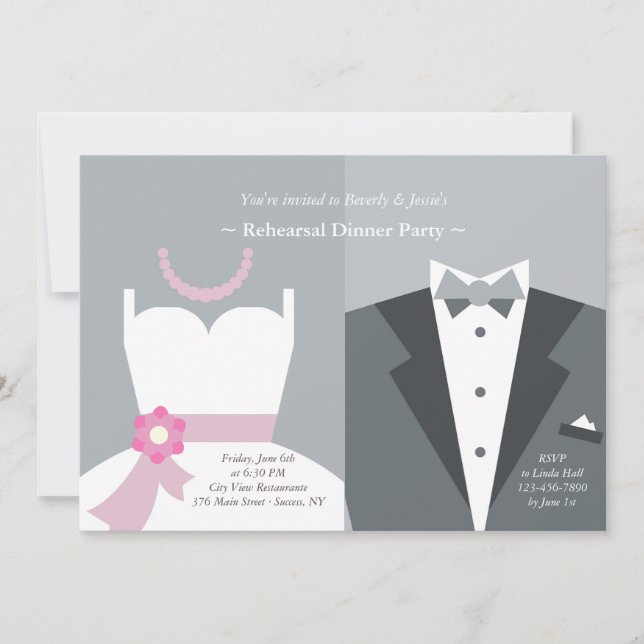 Invitation Arrière - plan Gown et Tuxedo Grey (Devant)