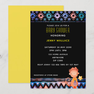 Invitation arrière - plan noir de Baby shower de singe mou