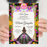Invitation Arrière - plan noire Mexicaine fille Quinceanera 2<br><div class="desc">Arrière - plan noire Mexicaine Quinceanera 2 Mis Quince Anos,  15e anniversaire, </div>