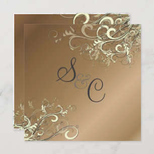 Invitation ARRIÈRE - PLAN PixDezines CREAM SWIRLS/FAUX COPPER