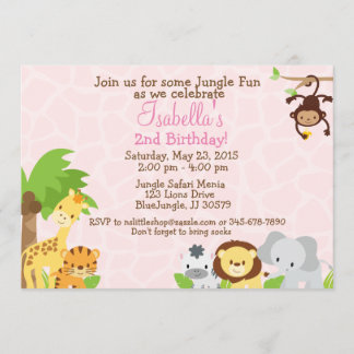 Invitation Arrière - plan rose de la fête de la Jungle