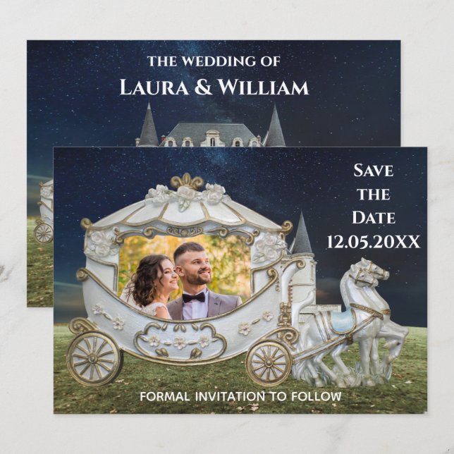 Invitation Arrivée au Château - Save The Date Photo (Devant / Derrière)