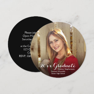 Invitation Arrondi Cercle photo ombrage personnalisé Graduati