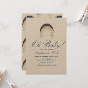 Invitation Arrosage arc-en-ciel Brush Stroke Baby shower Rust