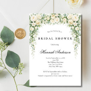 Invitation Arrosage de mariage Fleurs aquarelles Roses blanch