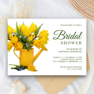 Invitation Arrosoir de jardin de tulipes jaunes pour la douch
