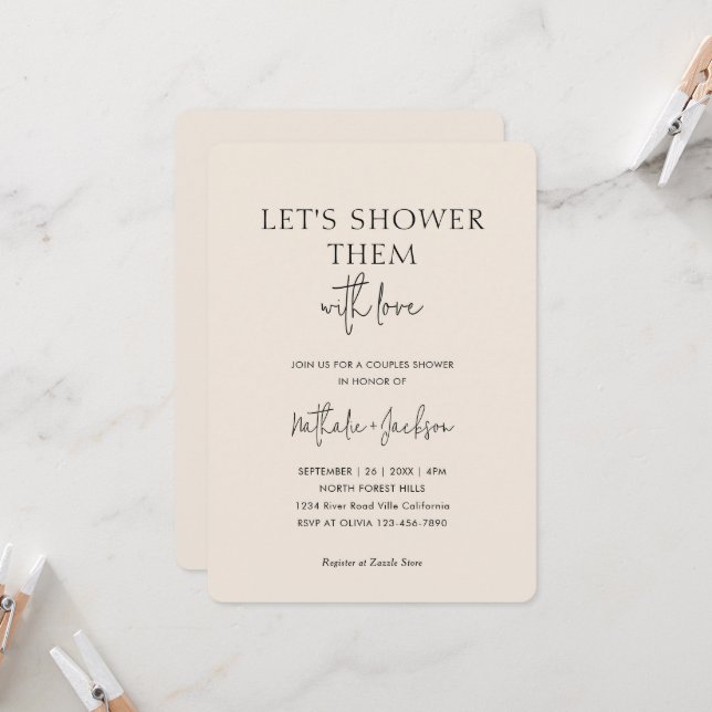 Invitation Arrosons-les d'amour | Boho Shower Mariage (Devant/Arrière en situation)
