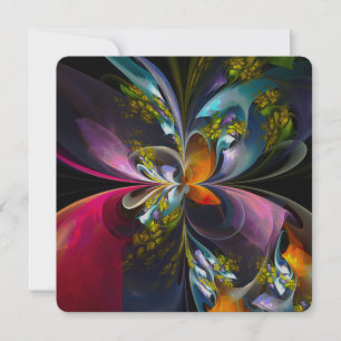 Invitation Art abstrait floral moderne motif rouge bleu #13