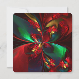 Invitation Art abstrait floral moderne motif rouge vert #11