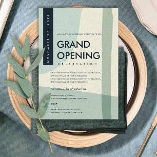 INVITATION ART ABSTRAIT MODERNE AQUA BLUE GRAND OUVERTURE