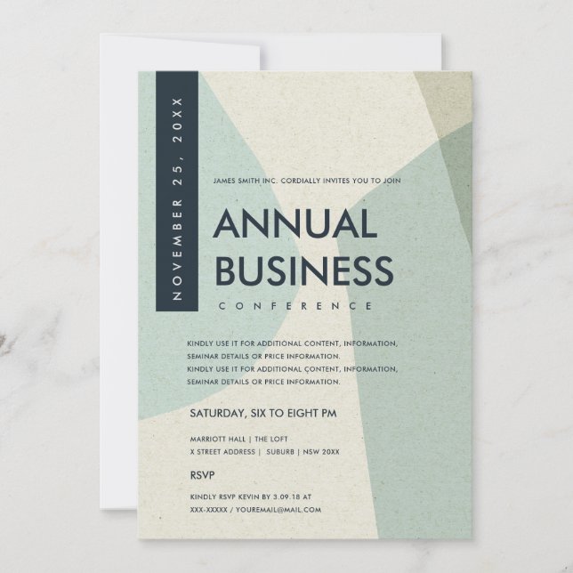 INVITATION ART ABSTRAIT MODERNE ÉVÉNEMENT CONFÉRENCE BLEU AQU (Devant)