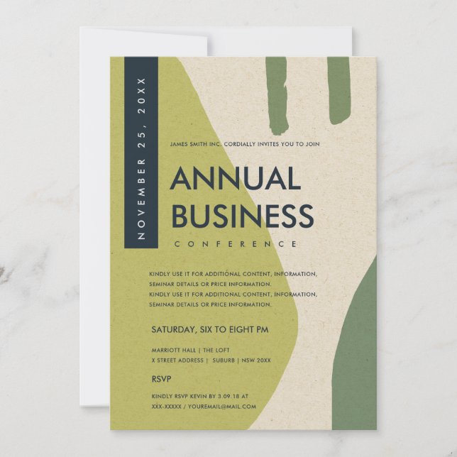 INVITATION ART ABSTRAIT MODERNE ÉVÉNEMENT CONFÉRENCE VERT CIT (Devant)