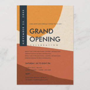 INVITATION ART ABSTRAIT MODERNE GRAND OUVERTURE ROUILLE ORANG