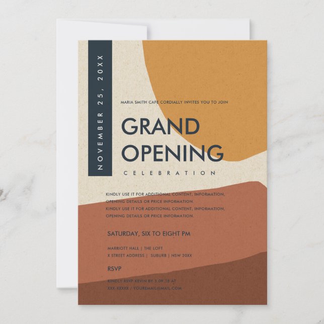 INVITATION ART ABSTRAIT MODERNE ORANGE ROUILLE GRAND OUVERTUR (Devant)