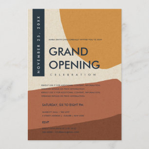 INVITATION ART ABSTRAIT MODERNE ORANGE ROUILLE GRAND OUVERTUR