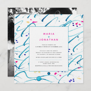 Invitation Art Abstrait tropical vague peu profonde mariage p