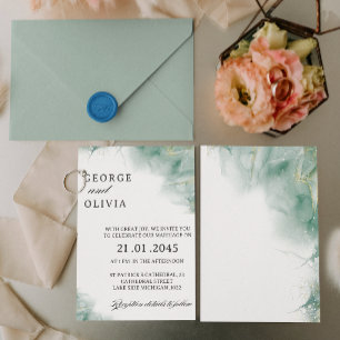 Invitation Art abstrait vert minimaliste moderne de mariage
