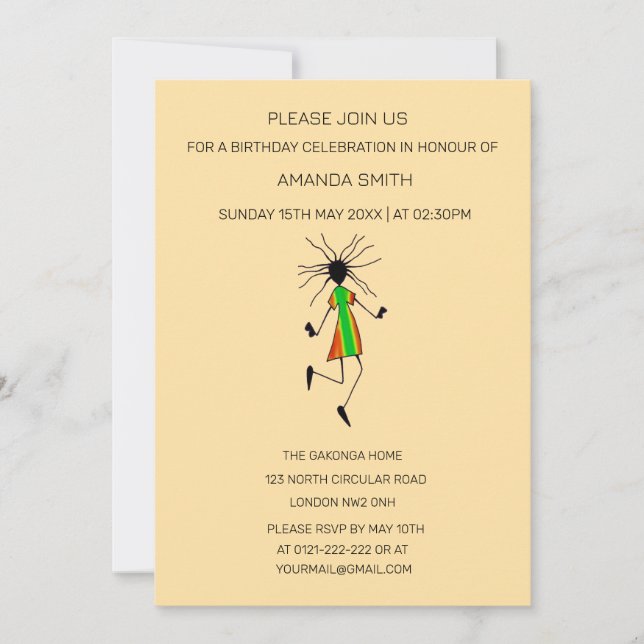 Invitation Art africain Moderne Danseur abstrait Anniversaire (Devant)