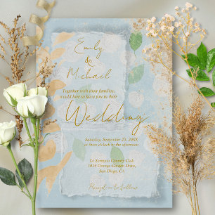 Invitation Art aquarelle sur mesure de luxe pour mariage élég