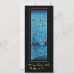 Invitation Art asiatique vintage de requins 50e anniversaire