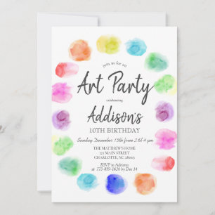 Invitation Art Birthday Invitation, Peinture Birthday Invitat