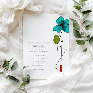 Invitation Art contemporain Nouveau Floral Mariage