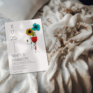 Invitation Art contemporain Nouveau Floral Mariage