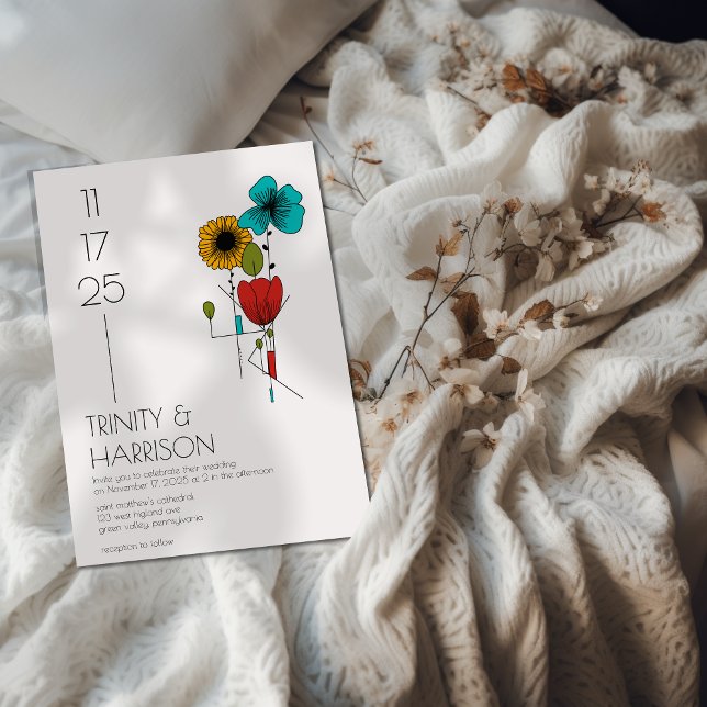 Invitation Art contemporain Nouveau Floral Mariage (Créateur téléchargé)