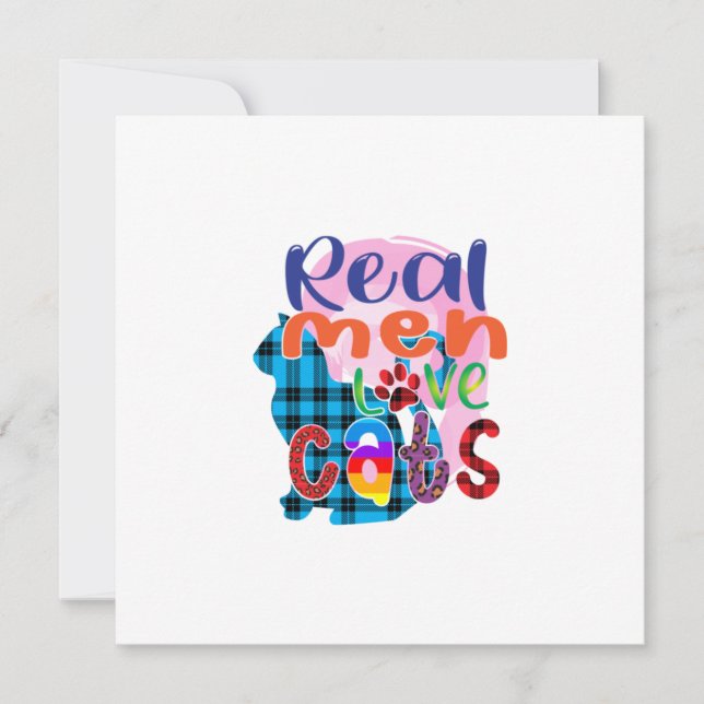 Invitation Art de chat que les vrais hommes aiment (Devant)