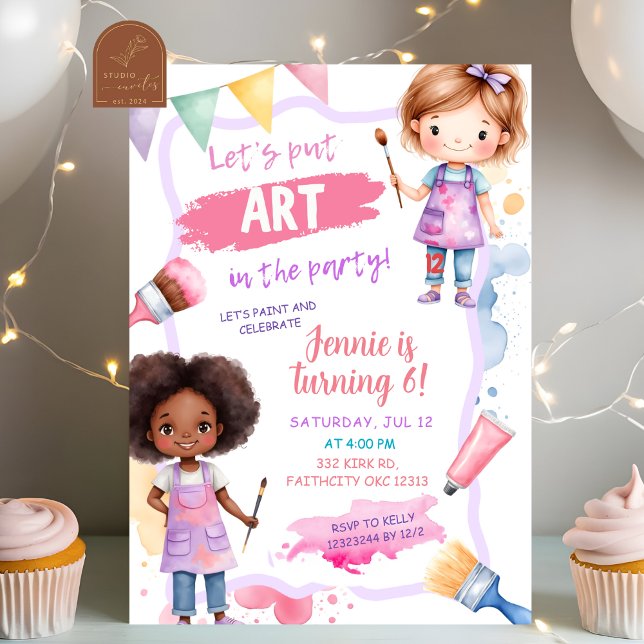 Invitation Art de couleur pastel dans une fête d'anniversaire (Créateur téléchargé)