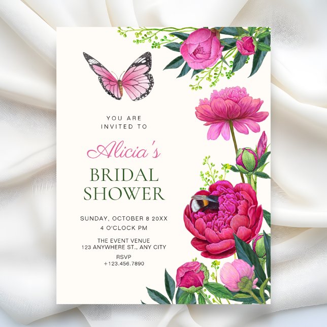 Invitation art de douche de mariage floral fleuri (Créateur téléchargé)