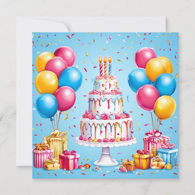 Invitation Art de fête d'anniversaire coloré (Devant)