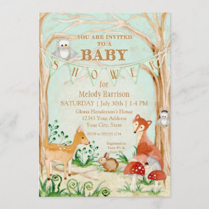 Invitation Art de hibou de lapin de Fox de cerfs communs