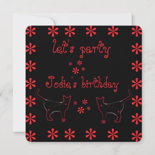 Invitation art de la ligne chat (Devant)