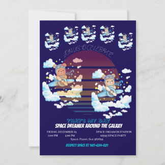 Invitation Art de l'avion pilote ours en peluche