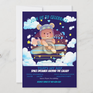 Invitation Art de l'avion pilote Ourson