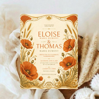 Invitation Art de mariage vintage poppy botanique de fleurs s