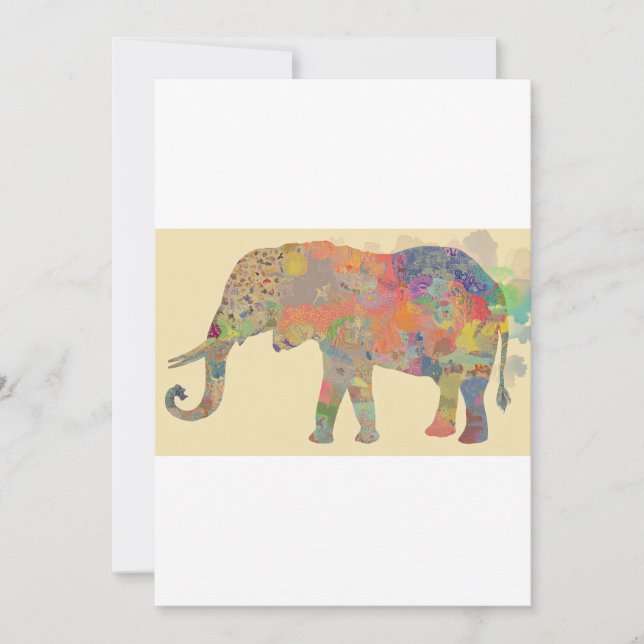 Invitation Art de mosaïque d'éléphants colorés (Devant)