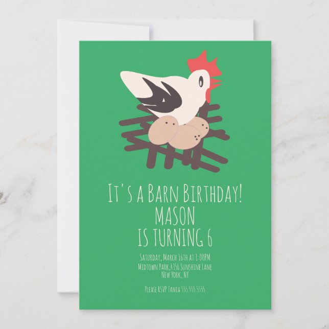 Invitation Art de naissance de la ferme d'animaux de grange d (Devant)