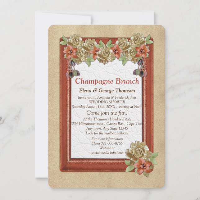 Invitation Art de texture en cuir et daim Mariage Douche (Devant)