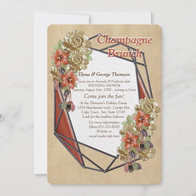 Invitation Art de texture en cuir et daim Mariage Douche (Devant)