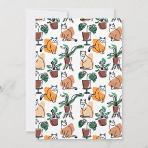 Invitation Art de trait dessin chats et fleurs