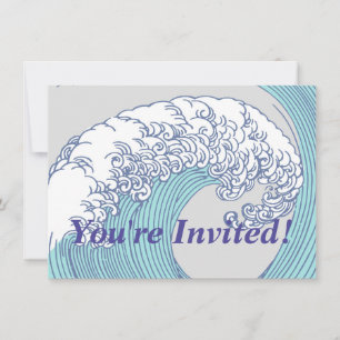 Invitation Art de vague de surf Ukiyo-e japonais vintage de l