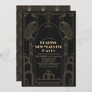 Invitation Art Déco 1920 Gatsby Peacock Nouvel An Eve