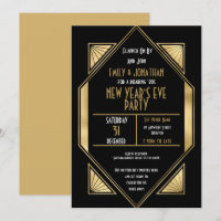 Art Déco 1920 Gold Black New Years Eve Party