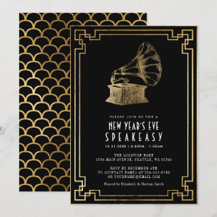 Invitation Art déco 1920, réveillon du Nouvel An