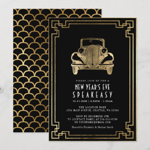Invitation Art déco 1920, réveillon du Nouvel An
