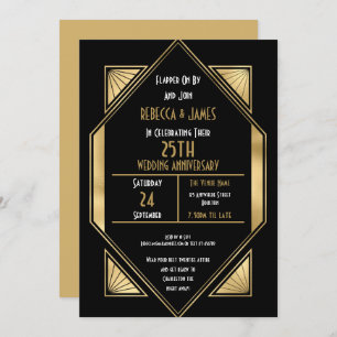 Invitation Art Déco 25 ans Anniversaire Mariage Argent