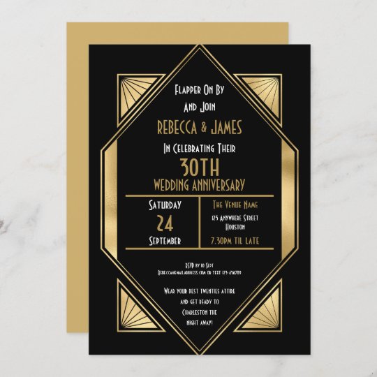 Invitation Art Deco 30 Ans Anniversaire Des Mariages Perles Zazzle Fr